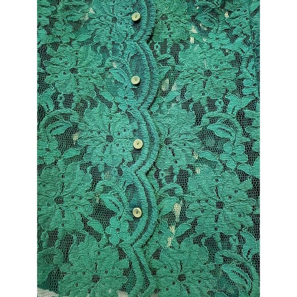 Armand Ventilo Lace Beaded Floral Blazer Scalloped Detail EU 40 US 10 Green - Picture 4 of 6